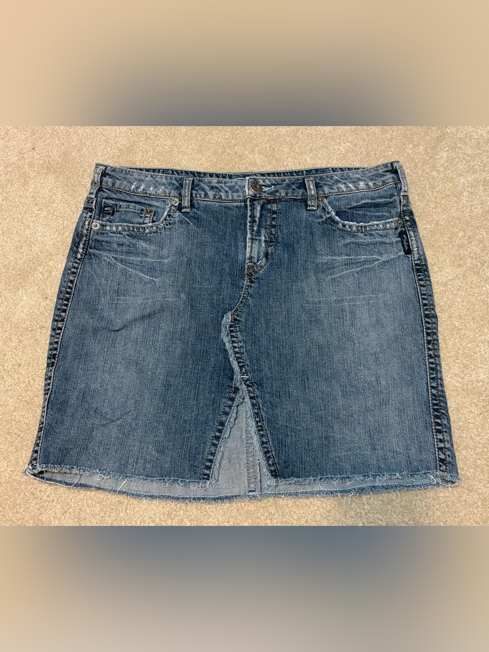 Silver Jeans Denim Front-Slit Blue Women's Skirt